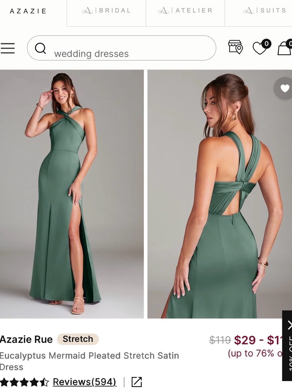 Azazie Sage Green Bridesmaid Dress